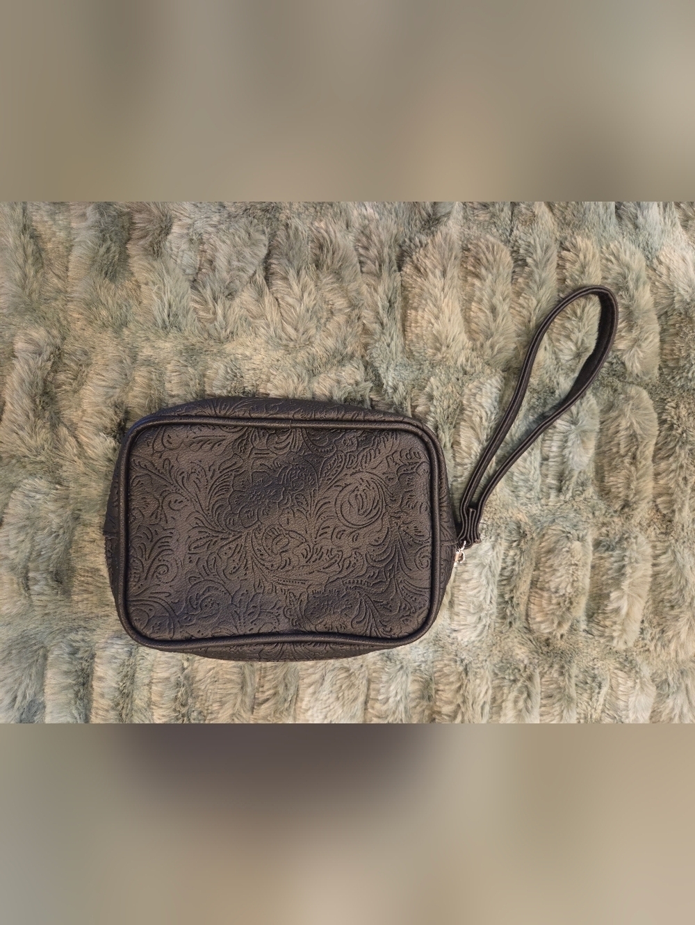 Embossed Black Wristlet Clutch